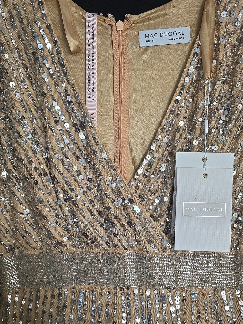 NWT MAC DUGGAL | $598 Long Sleeve Sequin Formal Gown - Picture 7 of 9